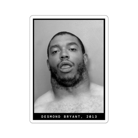 Pegatina con foto policial del deportista Desmond Bryant de 2013