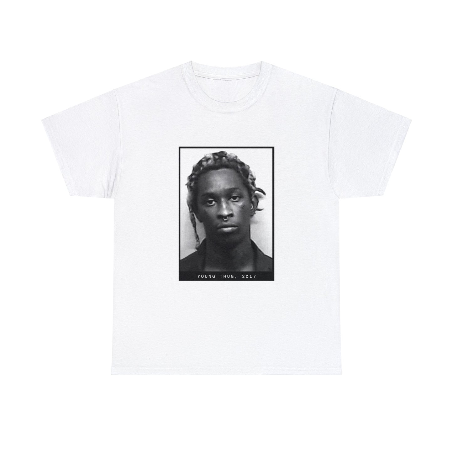 Camiseta con foto policial del rapero Young Thug, 2017