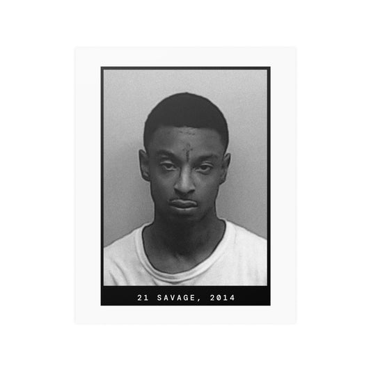 Póster de la foto policial del rapero 21 Savage, 2014