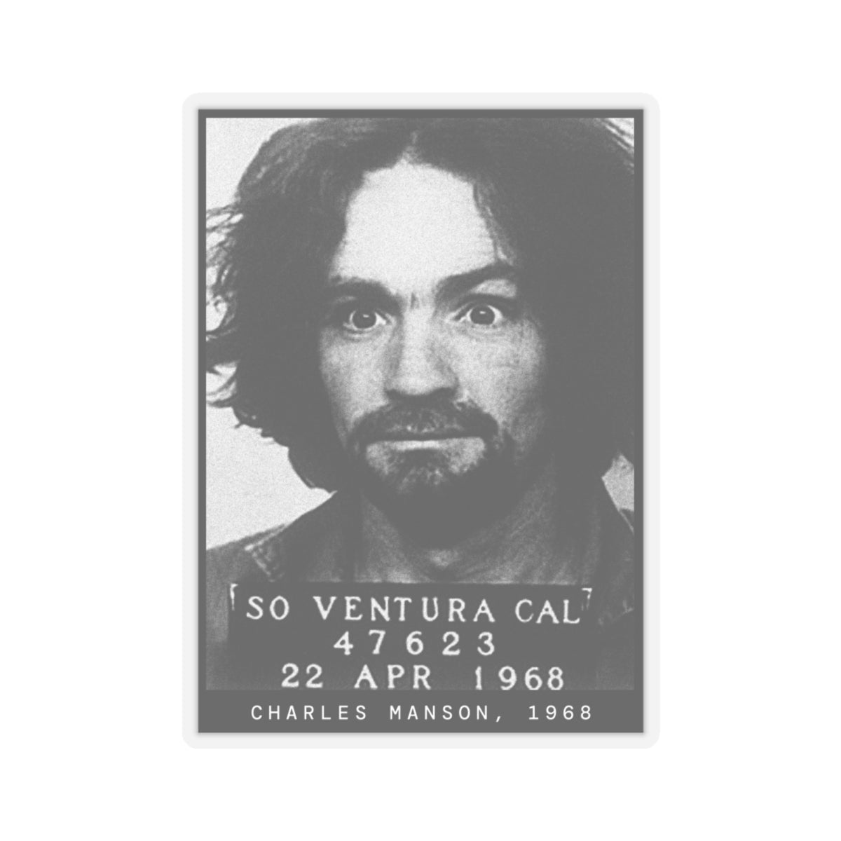 Charles Manson, 1968 Cult Leader Mugshot Sticker