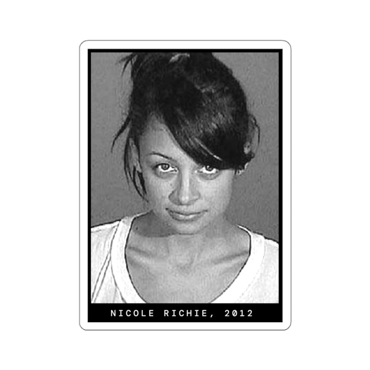 Pegatina de la foto policial de una celebridad de Nicole Richie, 2012