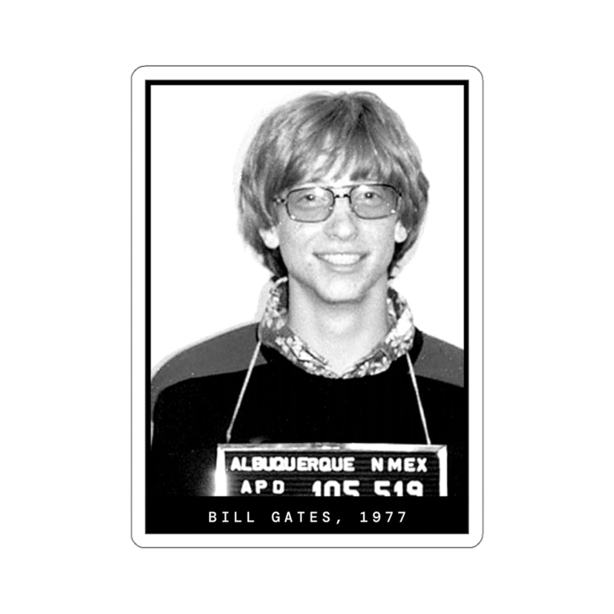 Bill Gates, 1977 Millionaire Mugshot Sticker