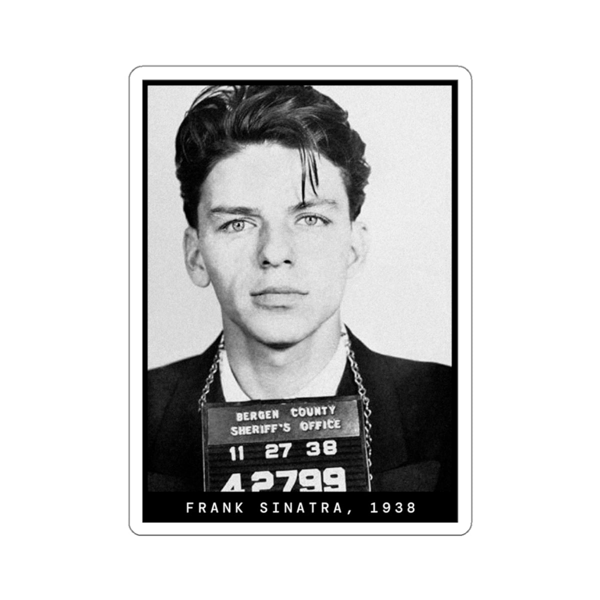 Frank Sinatra, 1938 Singer Mugshot Sticker