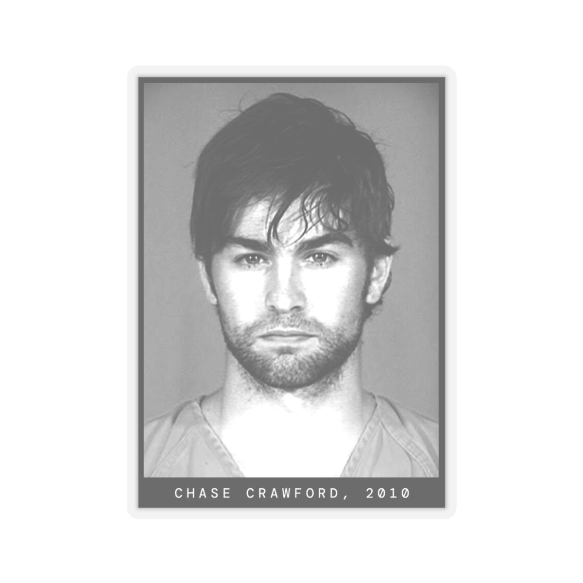 Pegatina de foto policial de celebridad de Chase Crawford, 2010