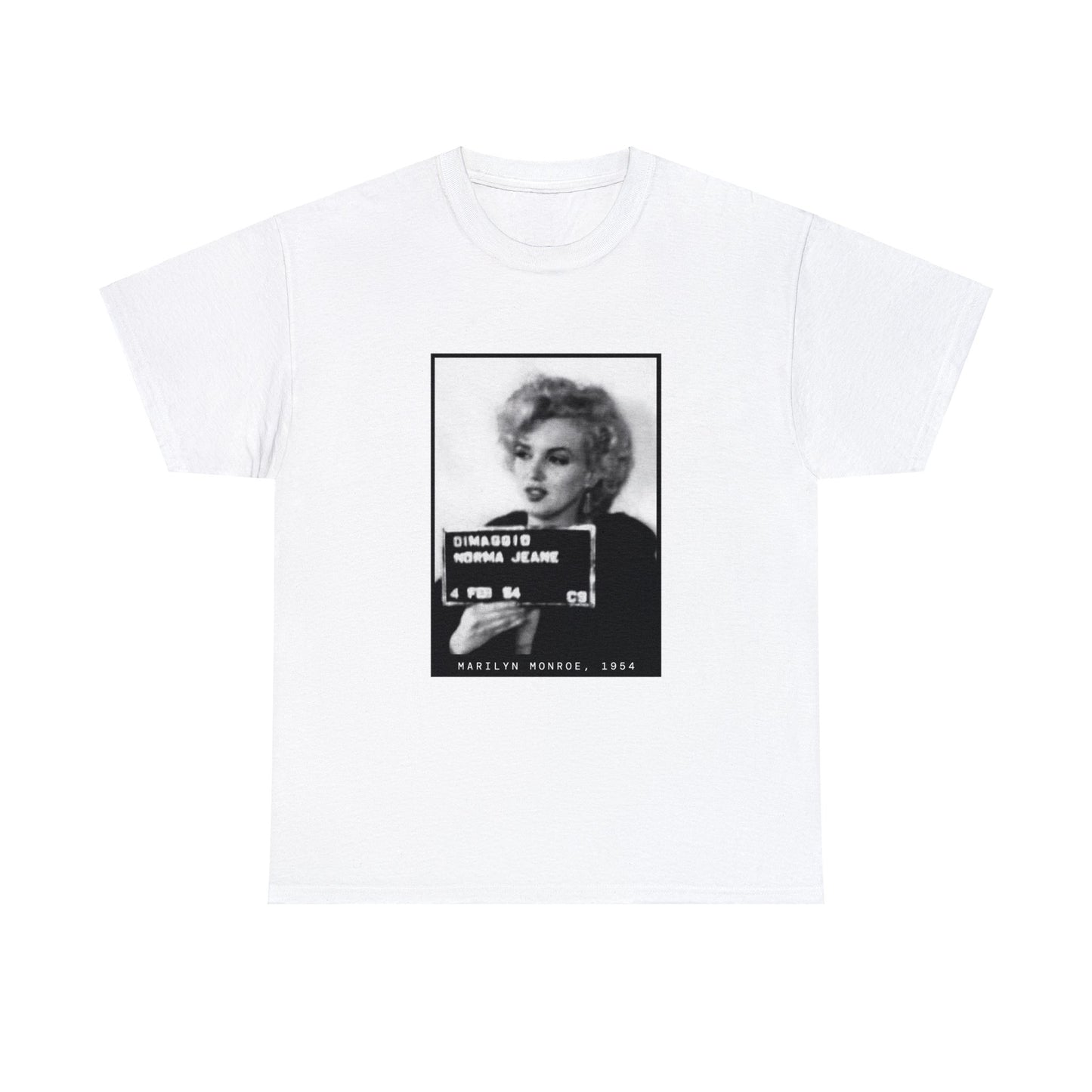 Camiseta con foto policial de Marilyn Monroe, actriz de 1954