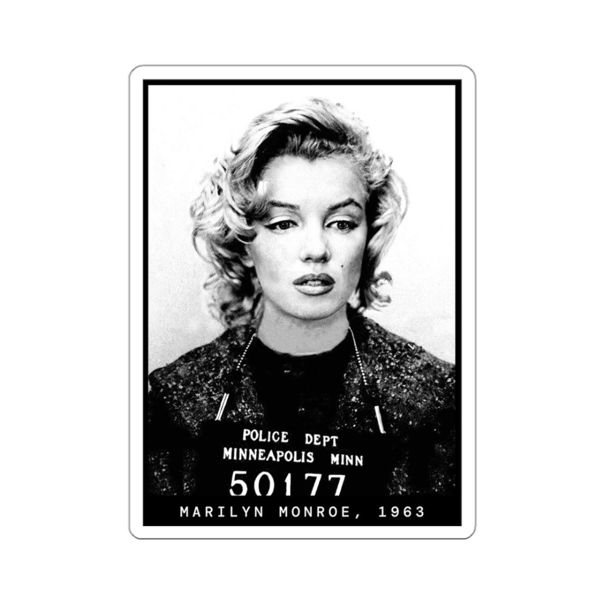 Marilyn Monroe, 1963 Actress Mugshot Sticker