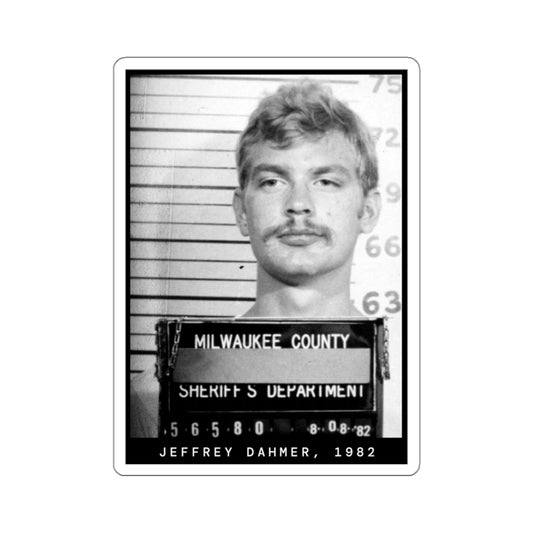 Pegatina de la foto policial del asesino en serie Jeffrey Dahmer de 1982