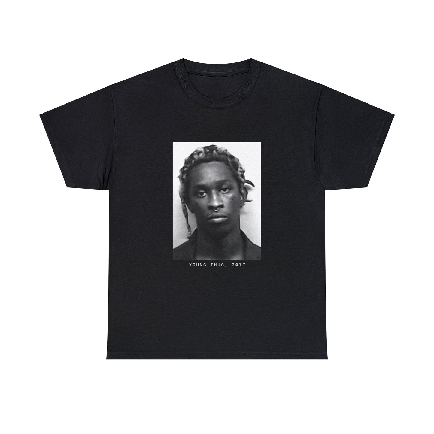 Camiseta con foto policial del rapero Young Thug, 2017