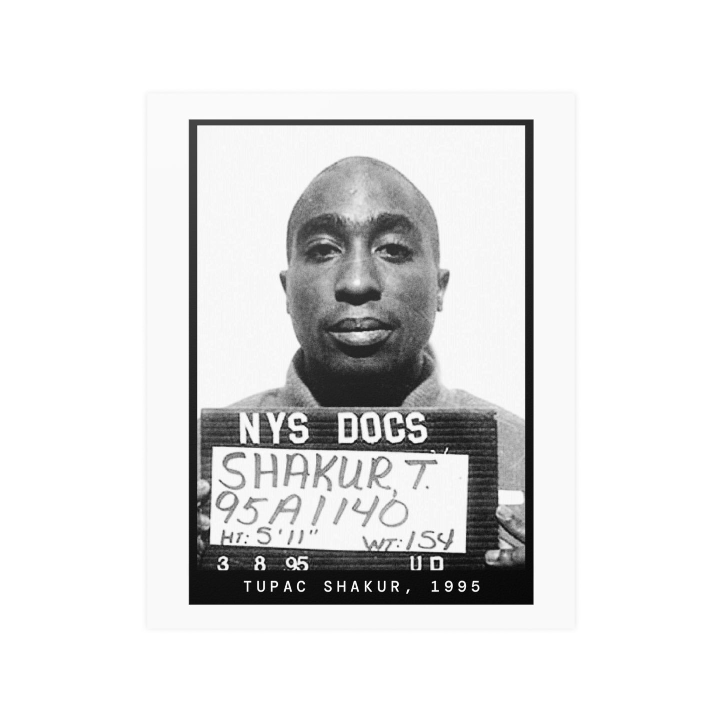 Tupac Shakur, 1995 Rapper Mugshot Poster