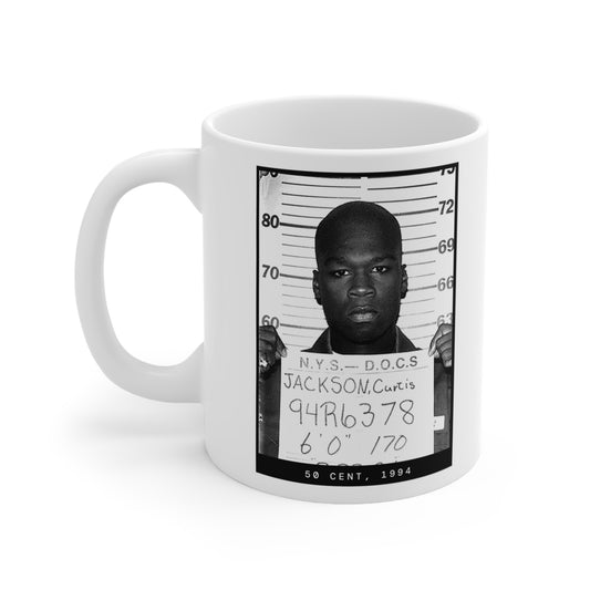 Taza con foto policial del rapero 50 Cent, 1994