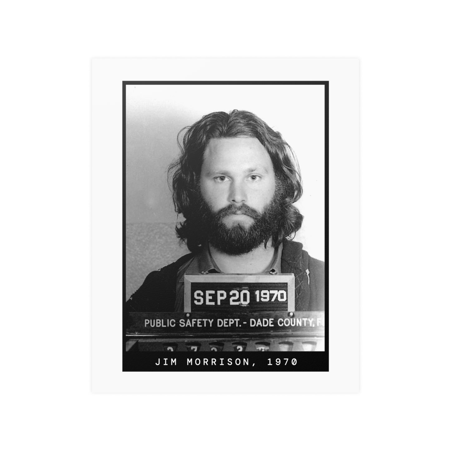 Jim Morrison, 1970 Singer Mugshot Poster