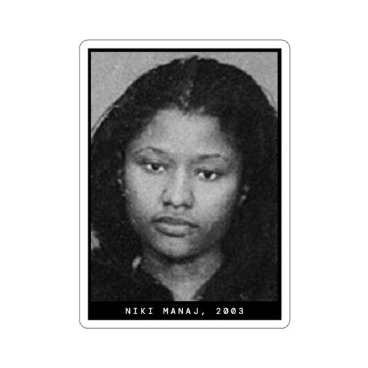 Pegatina de foto policial de Nicki Manaj, rapera de 2003