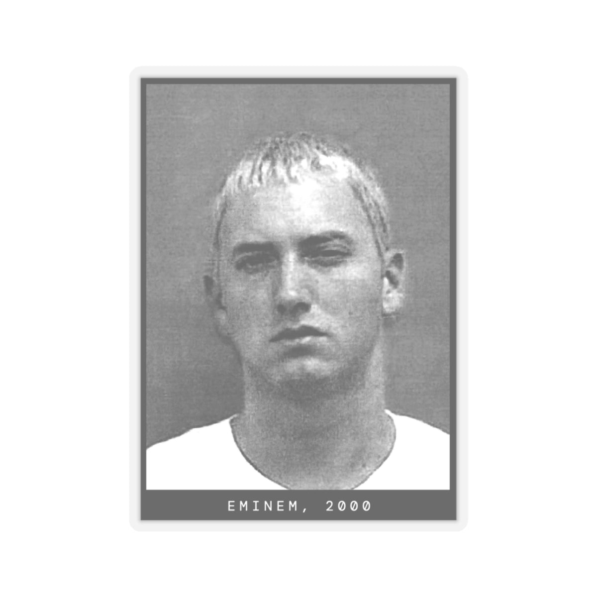 Pegatina con foto policial de Eminem, rapero del año 2000