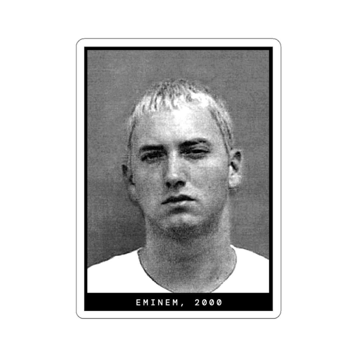 Pegatina con foto policial de Eminem, rapero del año 2000