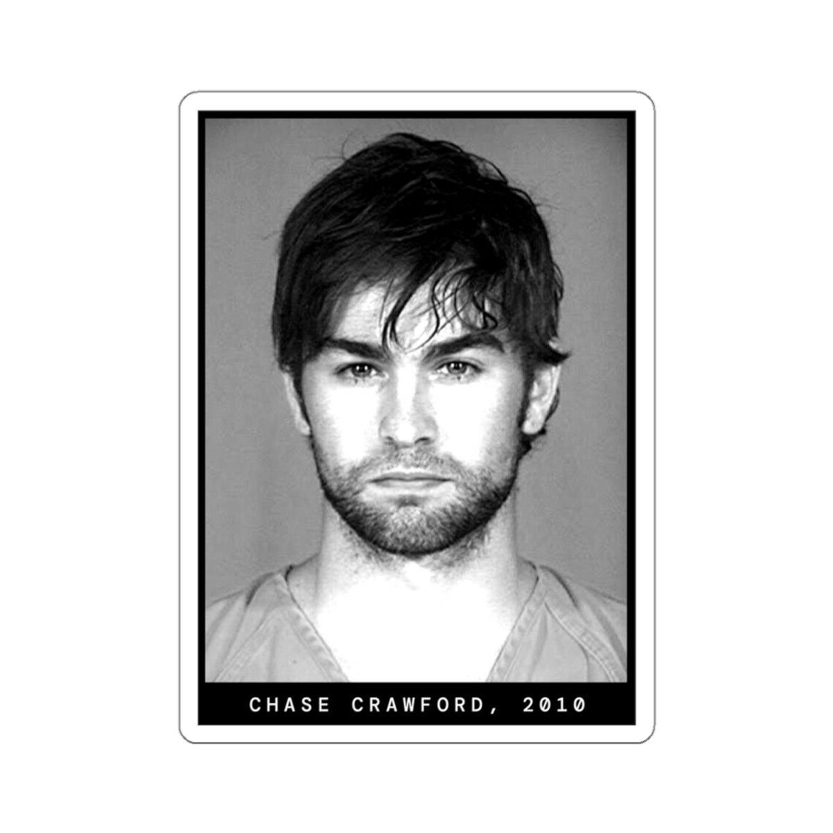 Pegatina de foto policial de celebridad de Chase Crawford, 2010